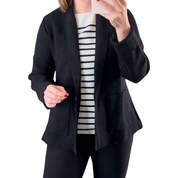 Summersalt Knit Weekend Blazer Size Medium Black Organic Cotton Classic Preppy - Picture 1 of 8